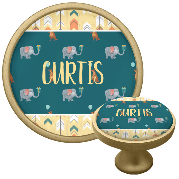 Custom Animal Friend Birthday Cabinet Knob - Gold (Personalized)