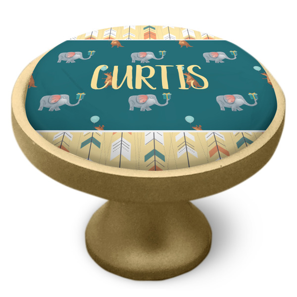 Animal Friend Birthday Cabinet Knob - Gold - Side