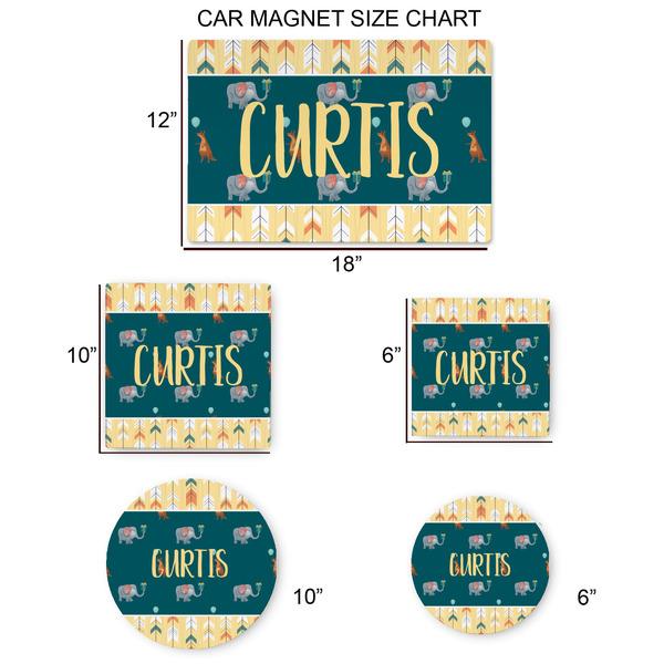 Animal Friend Birthday Car Magnets - SIZE CHART