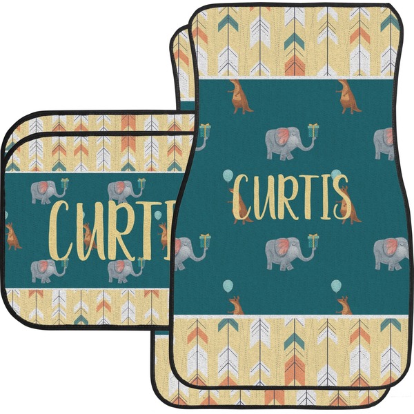Custom Animal Friend Birthday Car Floor Mats Set - 2 Front & 2 Back (Personalized)