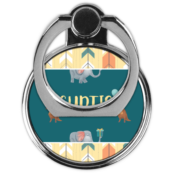 Animal Friend Birthday Cell Phone Ring Stand & Holder - Front (Collapsed)