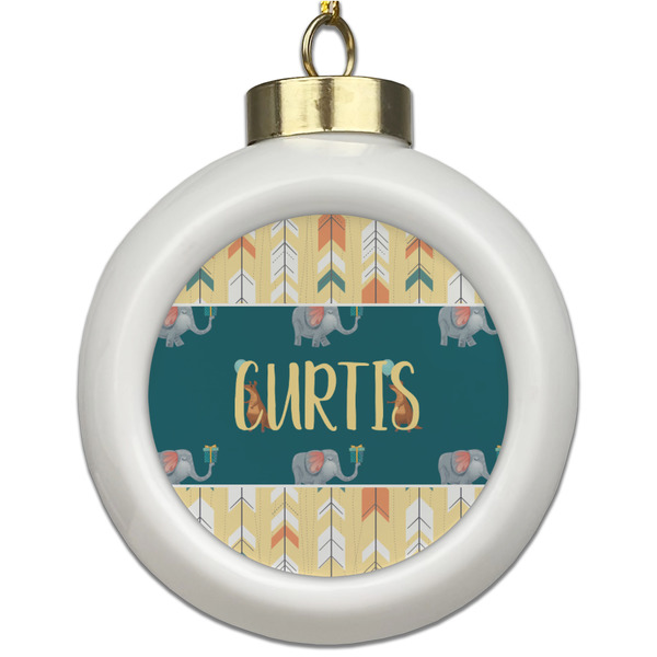 Custom Animal Friend Birthday Ceramic Ball Ornament (Personalized)