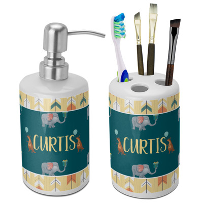 Custom Animal Friend Birthday Ceramic Bathroom Accessories Set (Personalized)
