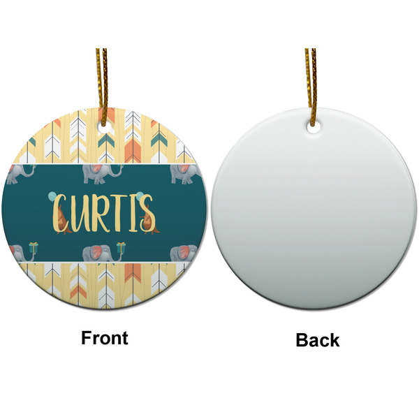 Animal Friend Birthday Ceramic Flat Ornament - Circle Front & Back (APPROVAL)