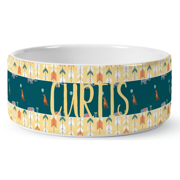 Custom Animal Friend Birthday Ceramic Dog Bowl - Medium (Personalized)