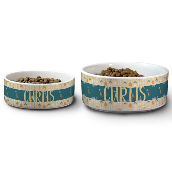 Animal Friend Birthday Ceramic Dog Bowls - Size Comparison