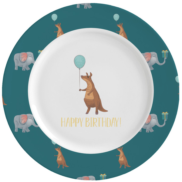 Custom Animal Friend Birthday Ceramic Dinner Plates (Set of 4) (Personalized)