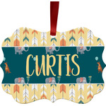 Animal Friend Birthday Metal Frame Ornament - Double Sided w/ Name or Text