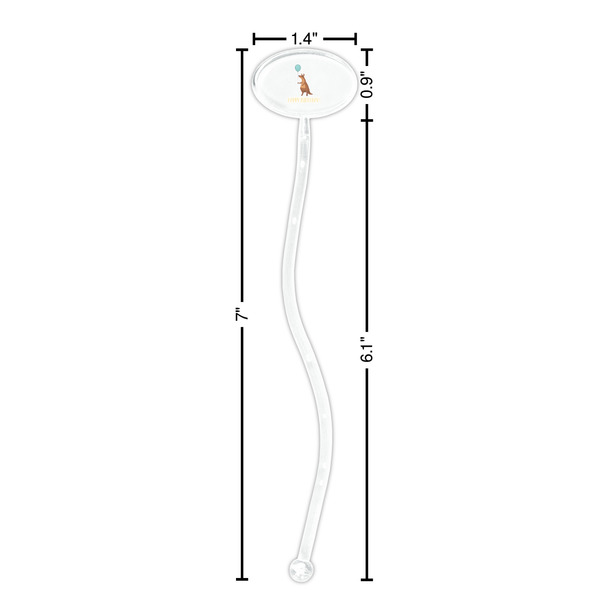 Animal Friend Birthday Clear Plastic 7" Stir Stick - Oval - Dimensions