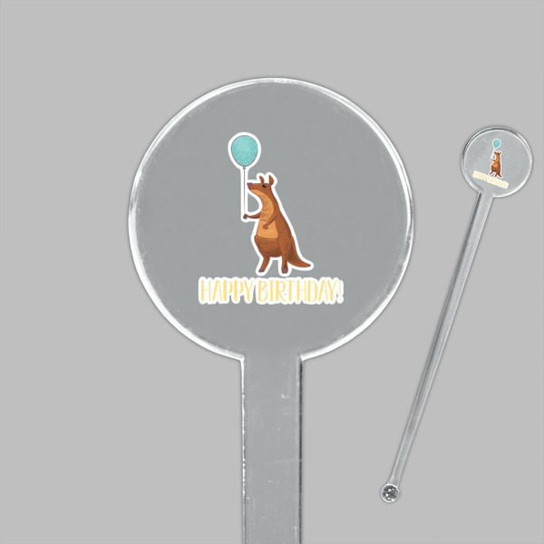Animal Friend Birthday Clear Plastic 7" Stir Stick - Round - Closeup
