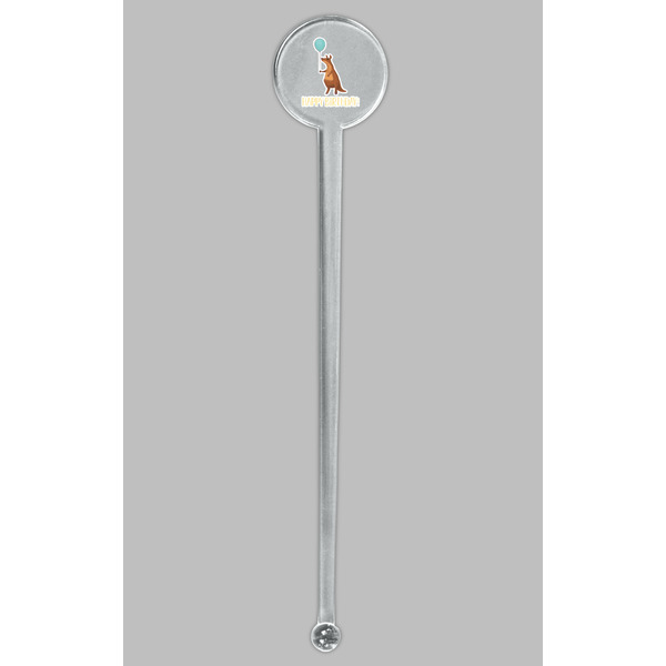 Animal Friend Birthday Clear Plastic 7" Stir Stick - Round - Single Stick