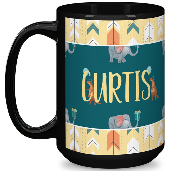 Custom Animal Friend Birthday 15 Oz Coffee Mug - Black (Personalized)