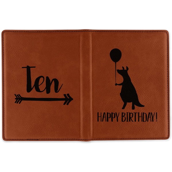 Animal Friend Birthday Cognac Leather Passport Holder Outside Double Sided - Apvl