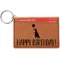 Animal Friend Birthday Cognac Leatherette Keychain ID Holders - Front Credit Card