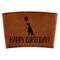Animal Friend Birthday Cognac Leatherette Mug Sleeve - Flat