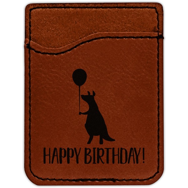 Animal Friend Birthday Cognac Leatherette Phone Wallet close up