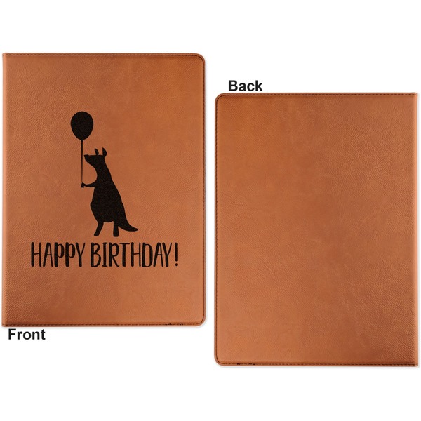 Animal Friend Birthday Cognac Leatherette Portfolios with Notepad - Large - Single Sided - Apvl