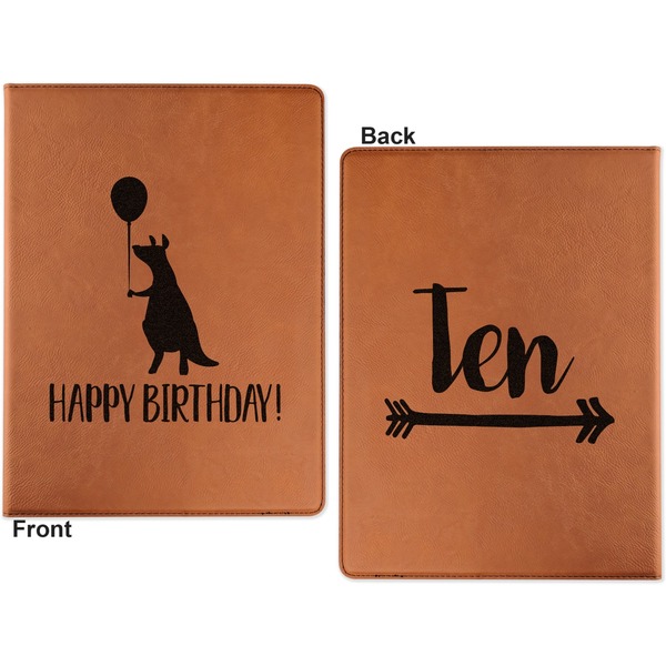 Animal Friend Birthday Cognac Leatherette Portfolios with Notepad - Small - Double Sided- Apvl