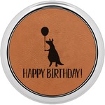 Animal Friend Birthday Leatherette Round Coaster w/ Silver Edge - Single or Set (Personalized)
