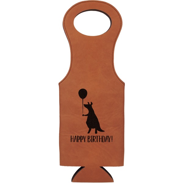 Custom Animal Friend Birthday Leatherette Wine Tote - Double Sided (Personalized)