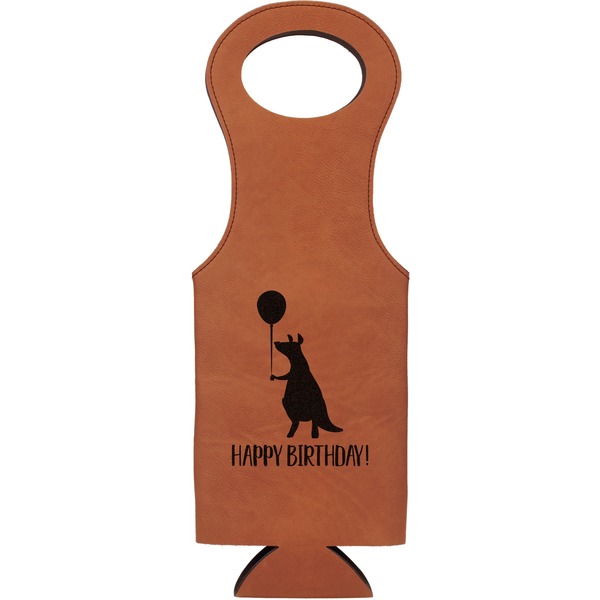 Custom Animal Friend Birthday Leatherette Wine Tote (Personalized)