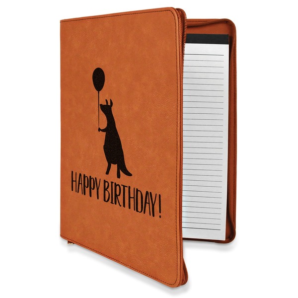 Custom Animal Friend Birthday Leatherette Zipper Portfolio with Notepad - Single Sided (Personalized)