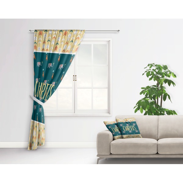 Animal Friend Birthday Curtain With Window and Rod - in Room Matching Pillow