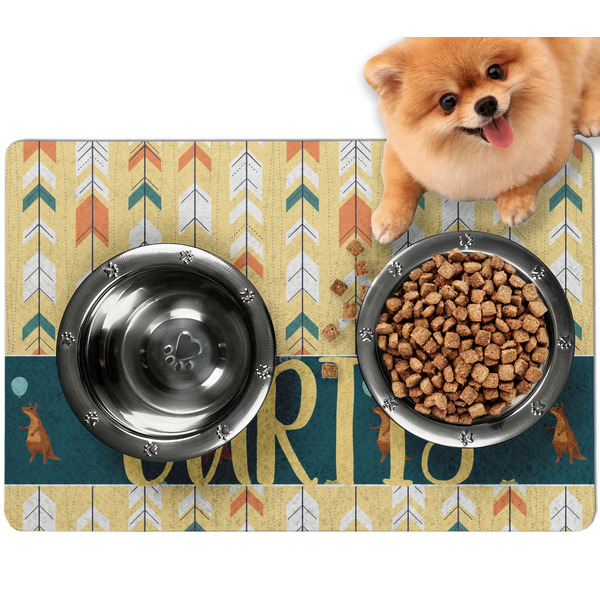 Custom Animal Friend Birthday Dog Food Mat - Small w/ Name or Text