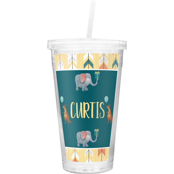 Custom Animal Friend Birthday Double Wall Tumbler with Straw (Personalized)