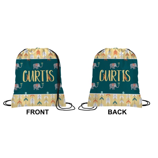 Animal Friend Birthday Drawstring Backpack Front & Back Medium