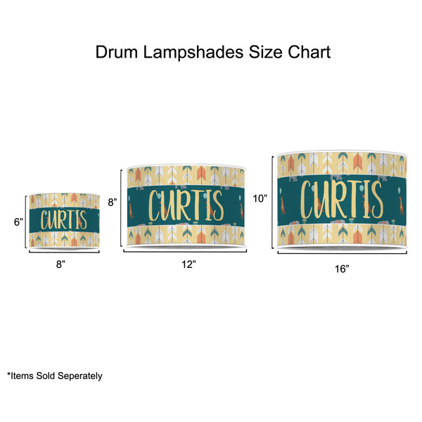 Animal Friend Birthday Drum Lampshades - Sizing Chart