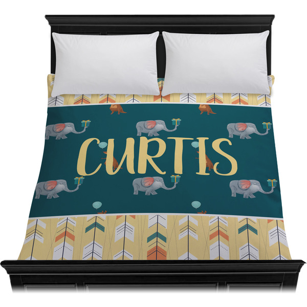 Animal Friend Birthday Duvet Cover - Queen - On Bed - No Prop