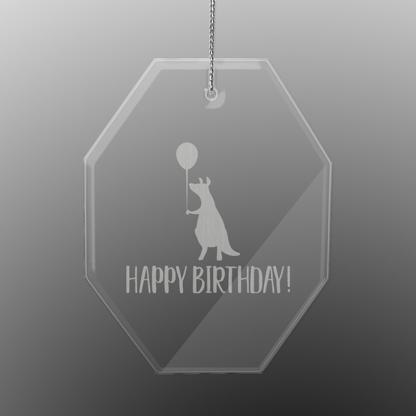 Custom Animal Friend Birthday Engraved Glass Ornament - Octagon (Personalized)