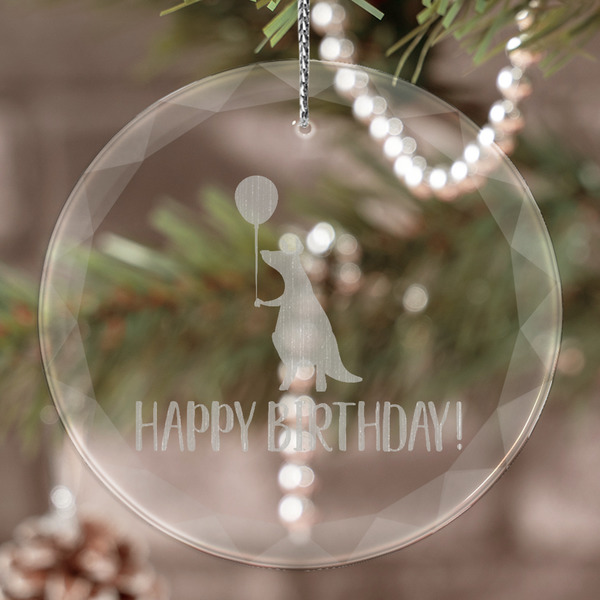 Custom Animal Friend Birthday Engraved Glass Ornament (Personalized)