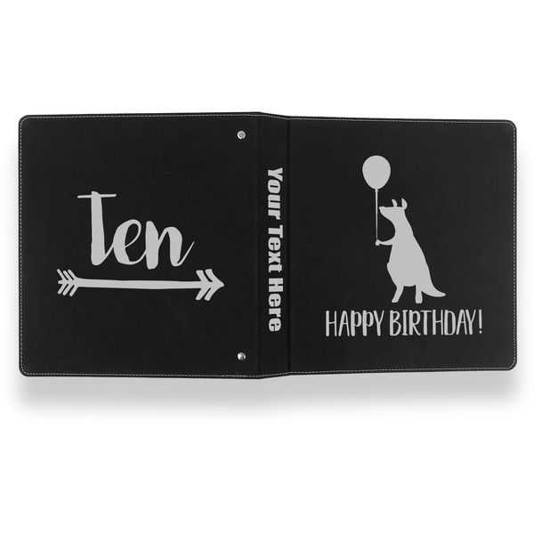 Animal Friend Birthday Leather Binder - 1" - Black- Back Spine Front View