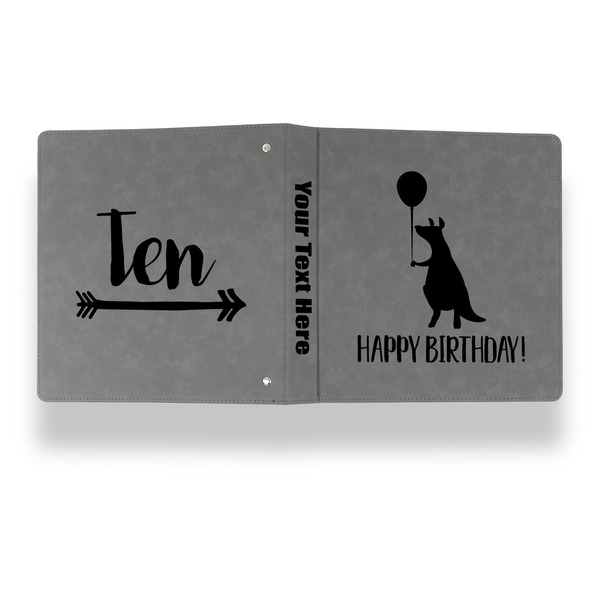 Animal Friend Birthday Leather Binder - 1" - Grey - Back Spine Front View