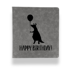 Animal Friend Birthday Leather Binder - 1" - Grey (Personalized)