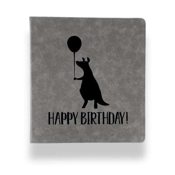 Custom Animal Friend Birthday Leather Binder - 1" - Grey (Personalized)