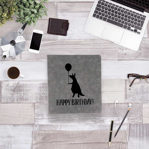 Animal Friend Birthday Leather Binder - 1" - Grey - Lifestyle View