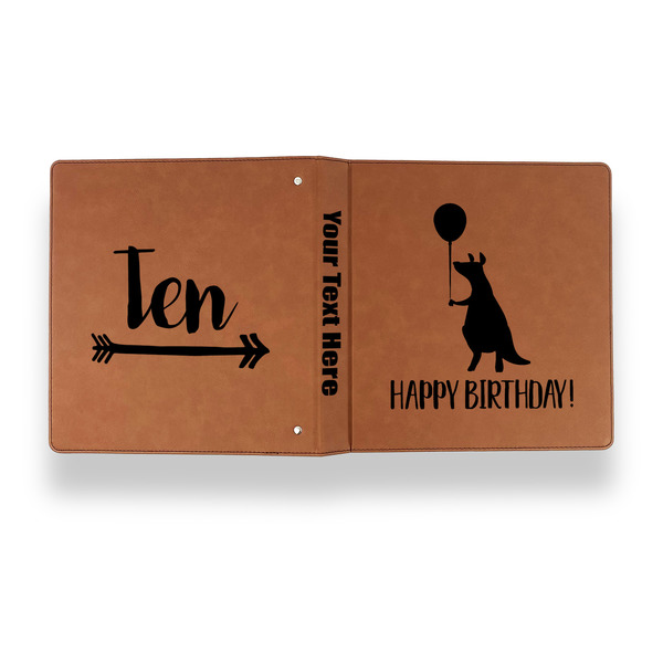 Animal Friend Birthday Leather Binder - 1" - Rawhide - Back Spine Front View