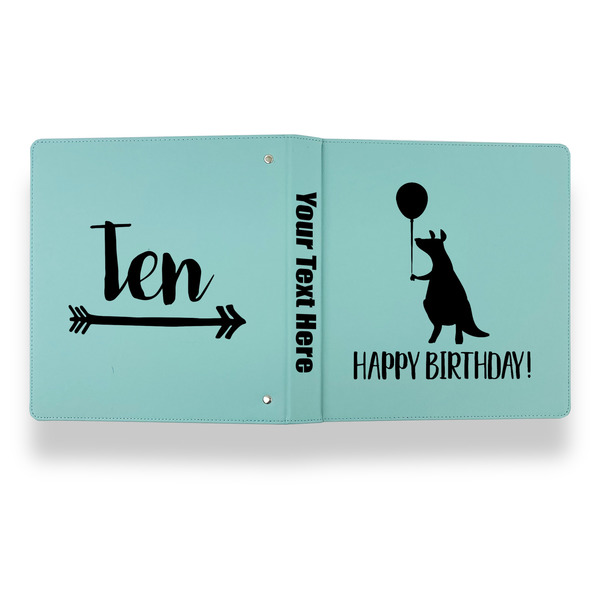 Animal Friend Birthday Leather Binder - 1" - Teal - Back Spine Front View