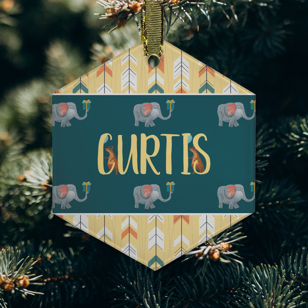 Animal Friend Birthday Frosted Glass Ornament - Hexagon (Lifestyle)