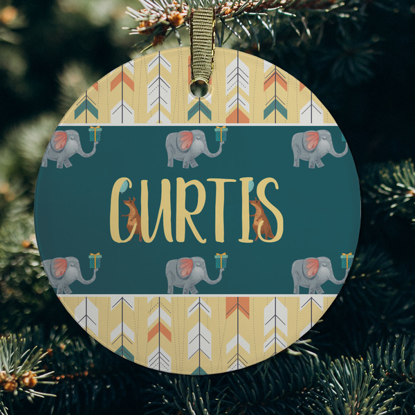 Animal Friend Birthday Frosted Glass Ornament - Round (Lifestyle)