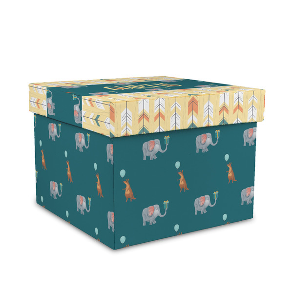 Custom Animal Friend Birthday Gift Box with Lid - Canvas Wrapped - Medium (Personalized)