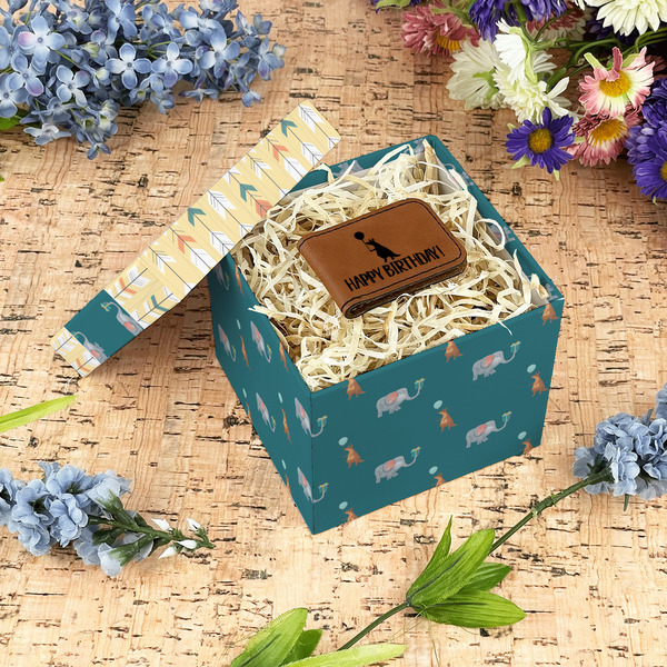 Animal Friend Birthday Gift Boxes with Lid - Canvas Wrapped - Small - In Context