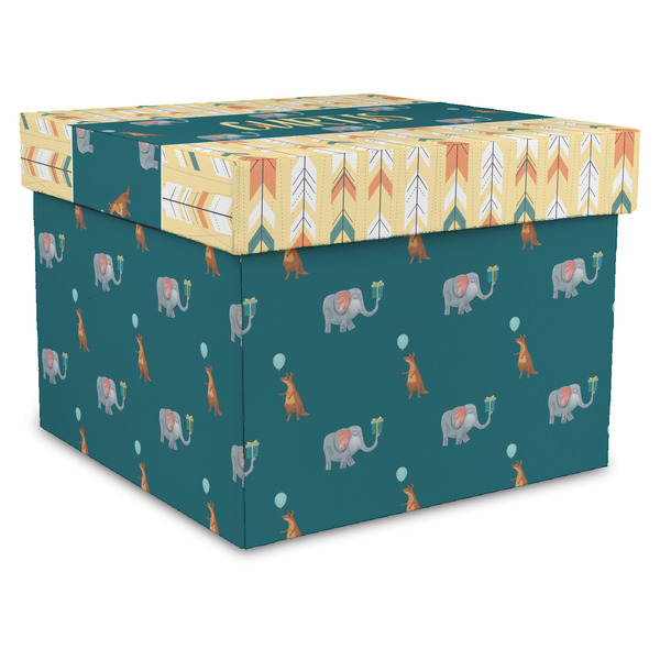 Custom Animal Friend Birthday Gift Box with Lid - Canvas Wrapped - X-Large (Personalized)