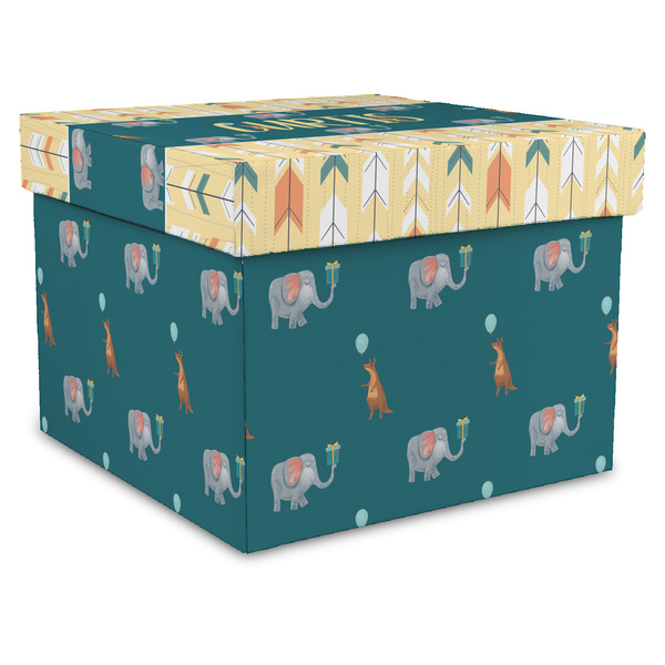 Custom Animal Friend Birthday Gift Box with Lid - Canvas Wrapped - XX-Large (Personalized)