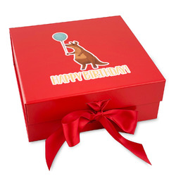 Animal Friend Birthday Gift Box with Magnetic Lid - Red (Personalized)