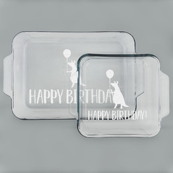 Animal Friend Birthday Set of Glass Baking & Cake Dish - 13in x 9in & 8in x 8in (Personalized)