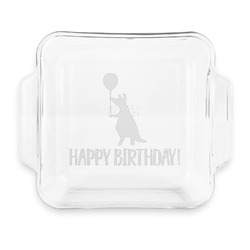 Animal Friend Birthday Glass Cake Dish with Truefit Lid - 8in x 8in (Personalized)